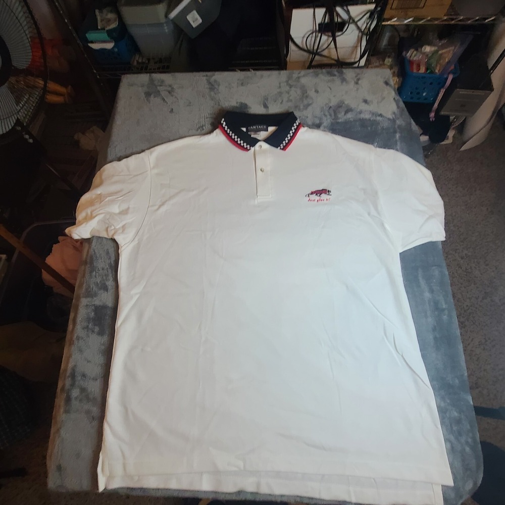Vintage Mens Polo Duramix Just Glue It Polo 90s Style Vantage XL Made In USA